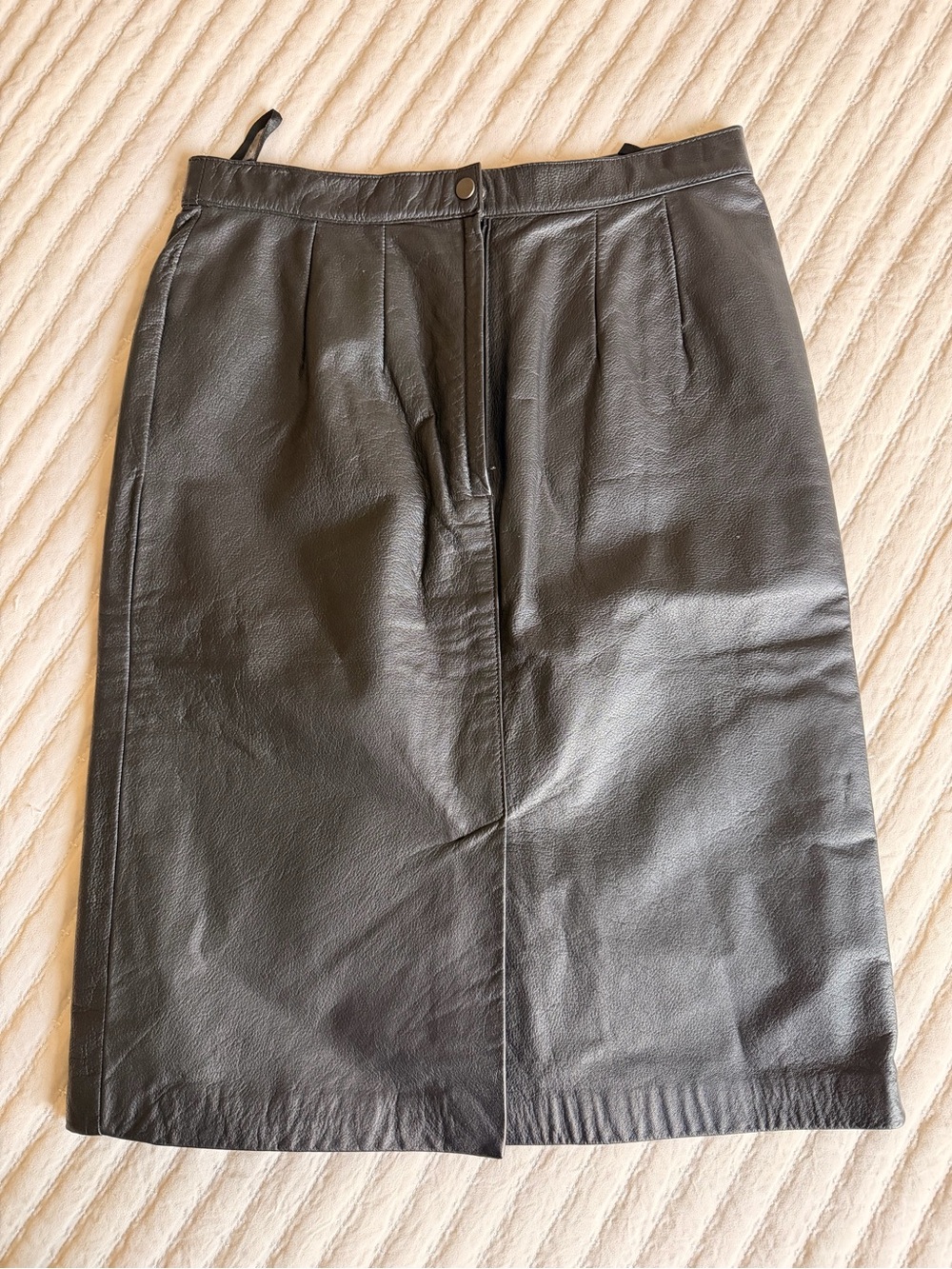 VTG Jennifer Moore Black Genuine Leather Pencil Skirt High Waisted Size 10